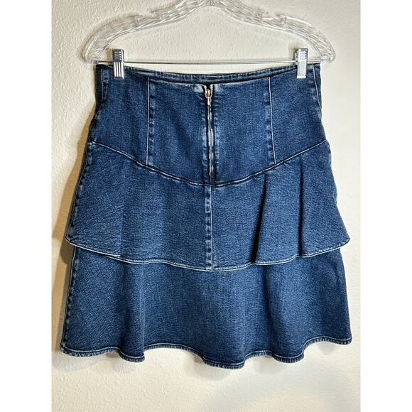 Chanel Denim CC Logo Tiered Midi Skirt - Picture 2 of 8
